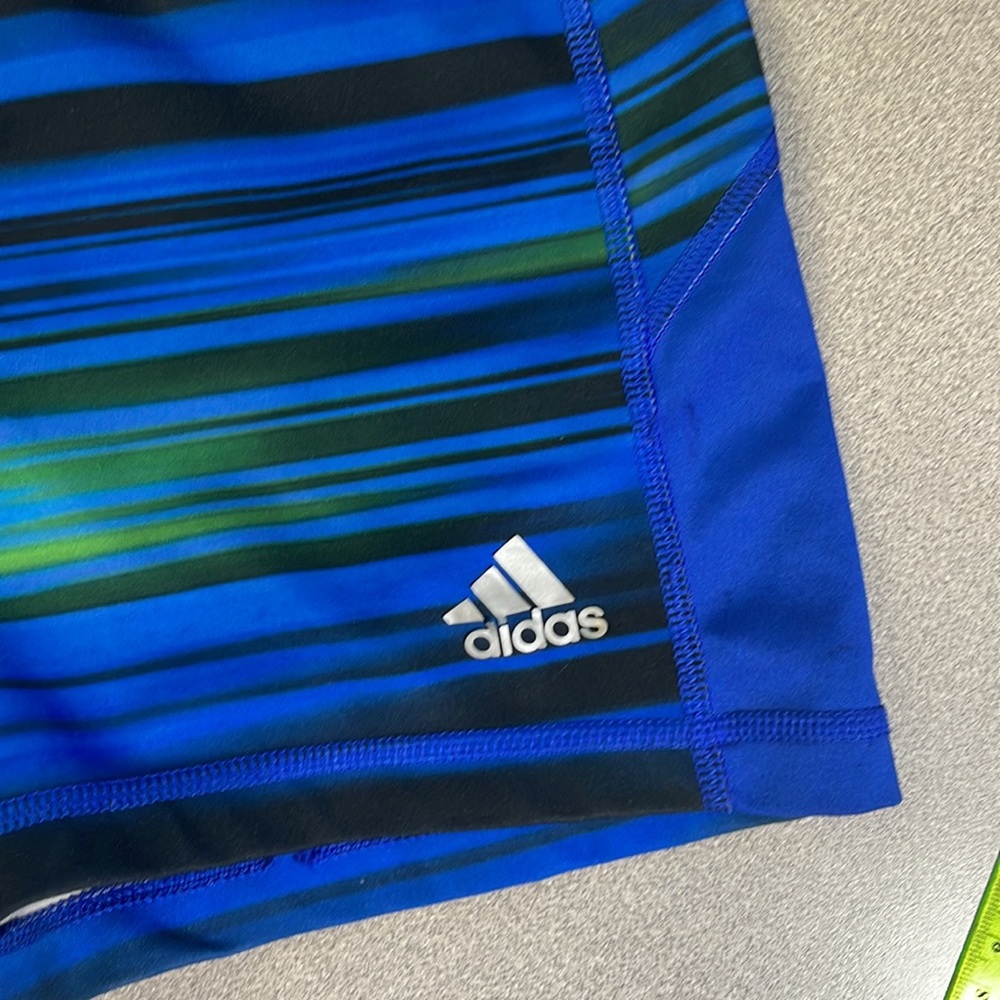 Adidas Techfit Medium Compression Short Blue Stri… - image 3